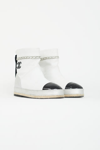 Chanel White Leather Espadrilles Boot