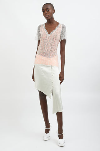 Chanel White 
Orange Lace V-Neck Top