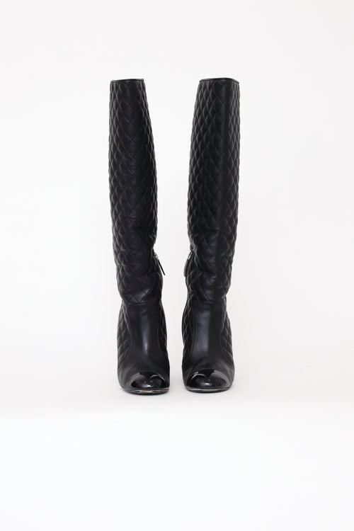 Chanel Black Quilted KH Wedge Boot