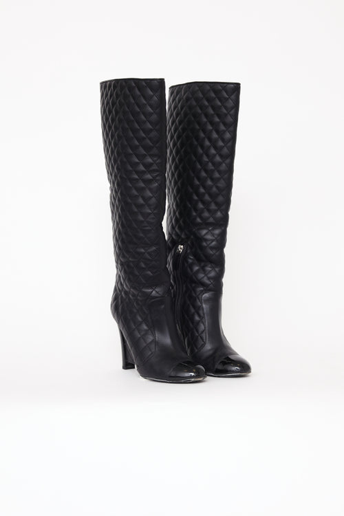 Chanel Black Quilted KH Wedge Boot