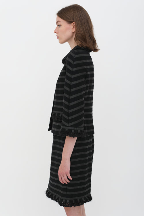 Chanel Fall 2009 Black Stripe Ruffle Set