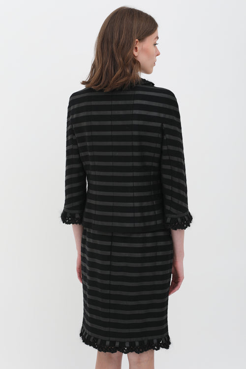 Chanel Fall 2009 Black Stripe Ruffle Set