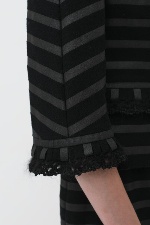 Chanel Fall 2009 Black Stripe Ruffle Set