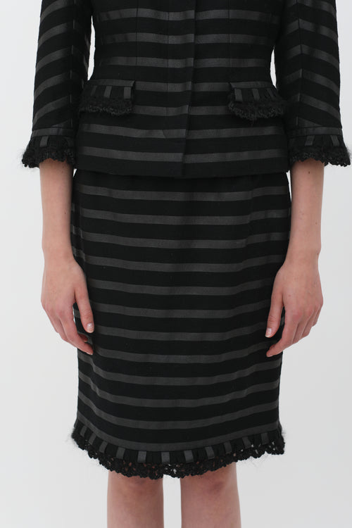 Chanel Fall 2009 Black Stripe Ruffle Set