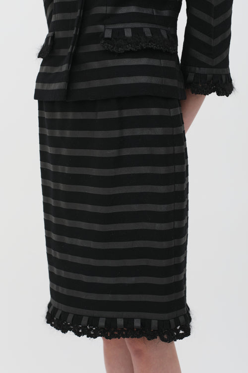 Chanel Fall 2009 Black Stripe Ruffle Set