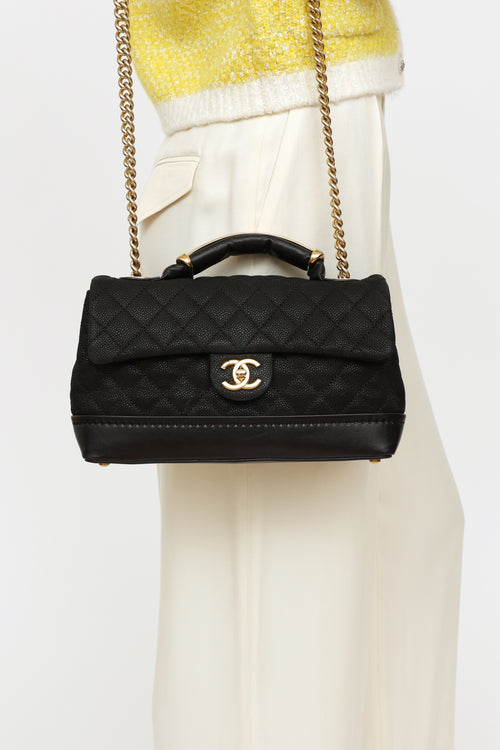 Chanel 2013 Black Iridescent Caviar Globe Trotter Flap Bag