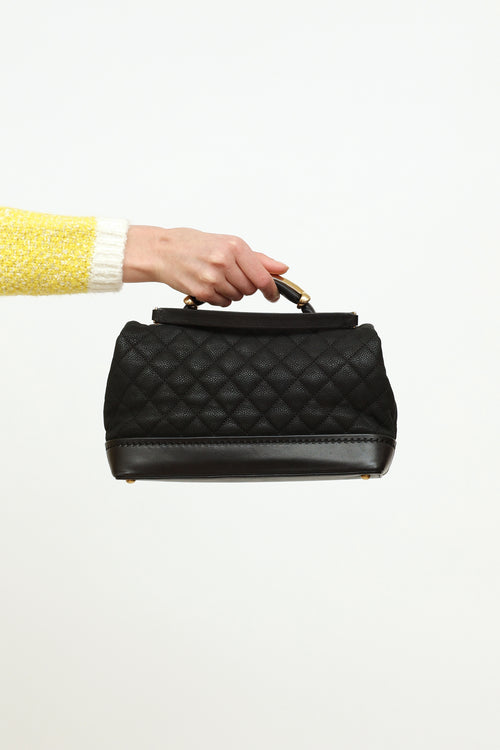 Chanel 2013 Black Iridescent Caviar Globe Trotter Flap Bag