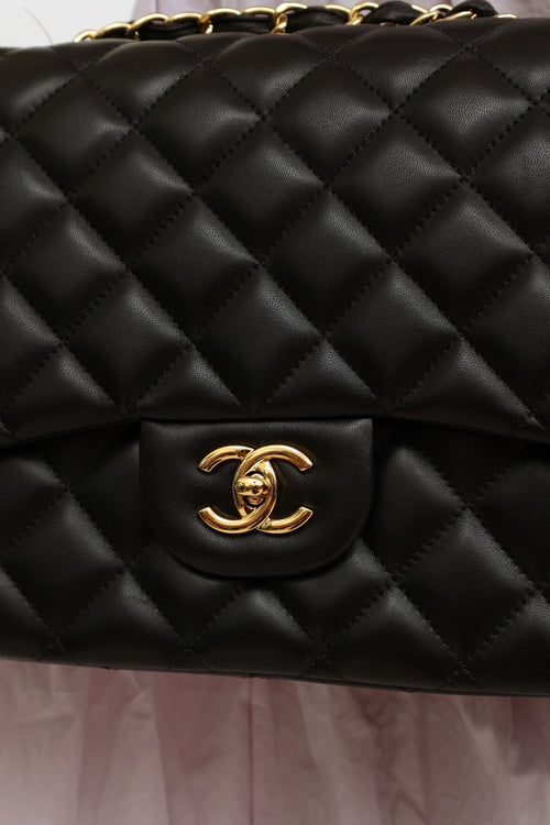 Chanel 2009 Black Quited Classic Flap Jumbo Bag