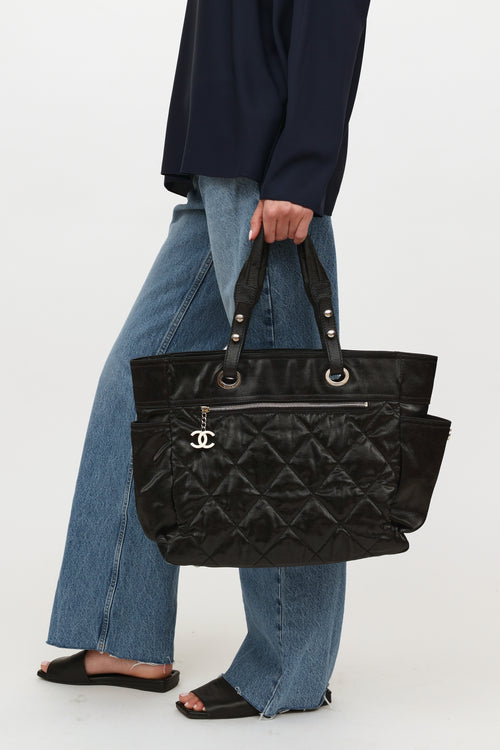 Chanel Black Quilted Nylon Biarritz Tote Bag