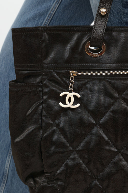 Chanel Black Quilted Nylon Biarritz Tote Bag