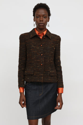 Chanel 1998 Autumn Brown Tweed Jacket