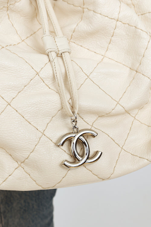 Chanel 2011 Cream On The Road Drawstring Bag