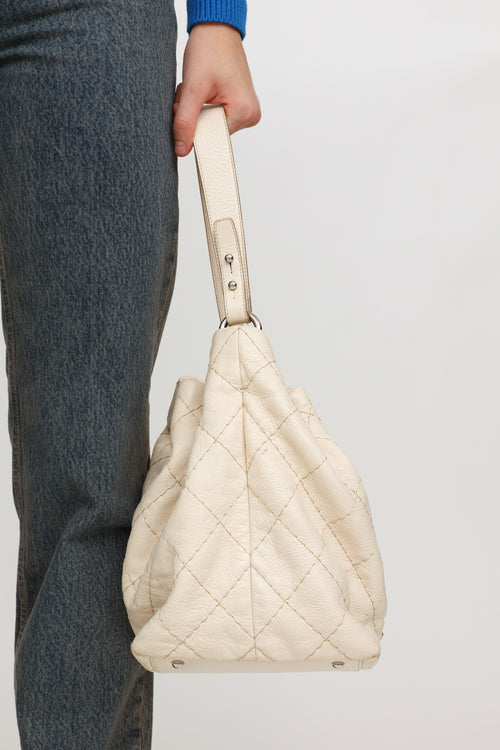 Chanel 2011 Cream On The Road Drawstring Bag