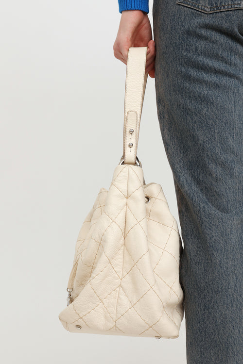 Chanel 2011 Cream On The Road Drawstring Bag