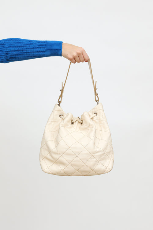 Chanel 2011 Cream On The Road Drawstring Bag