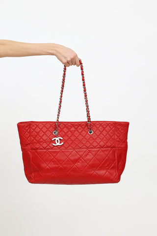 Chanel Red Quilted In The Business Tote Bag