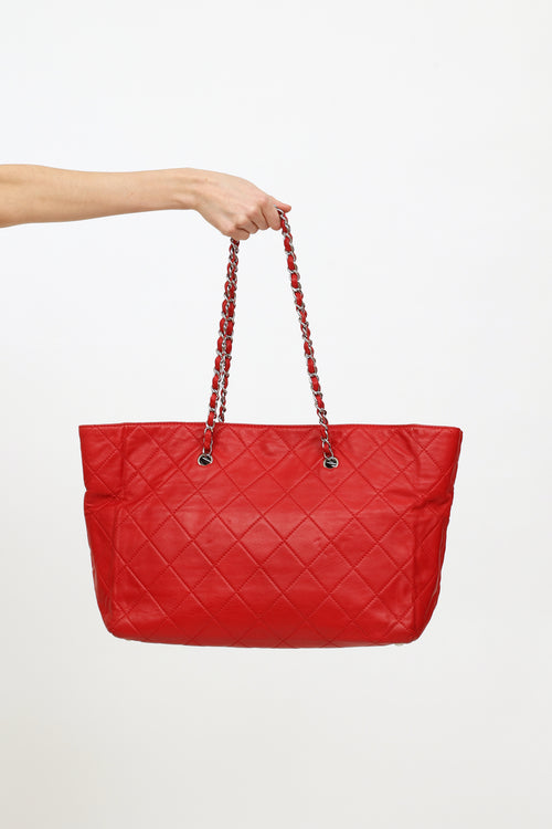 Chanel Red Quilted In The Business Tote Bag