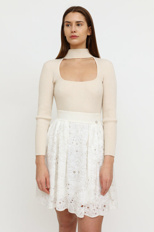 Chanel Cream Lace  Skirt