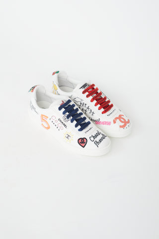 Chanel X Pharrell White Canvas 
Multicolor Low Top Sneaker