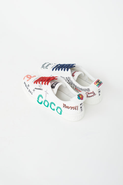 Chanel X Pharrell White Canvas 
Multicolor Low Top Sneaker