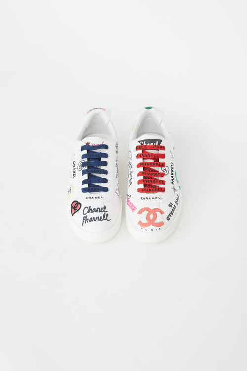 Chanel X Pharrell White Canvas 
Multicolor Low Top Sneaker