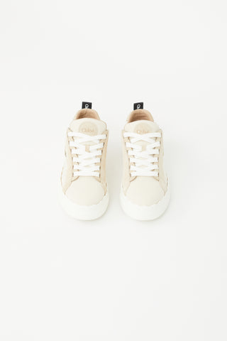 Chloé Beige Canvas Logo Sneaker