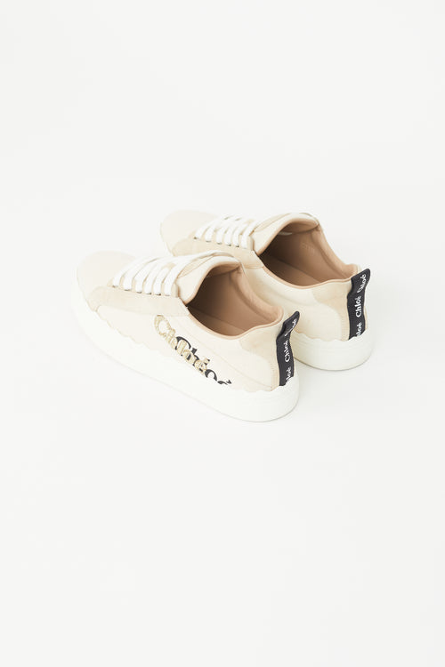 Chloé Beige Canvas Logo Sneaker