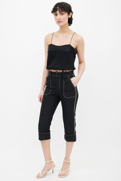 Chloé Black Contrast Stitch Slim Capri