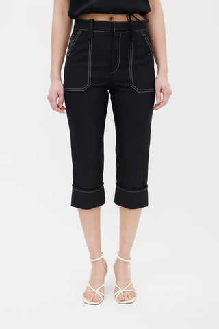 Chloé Black Contrast Stitch Slim Capri