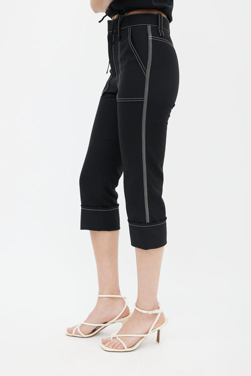 Chloé Black Contrast Stitch Slim Capri