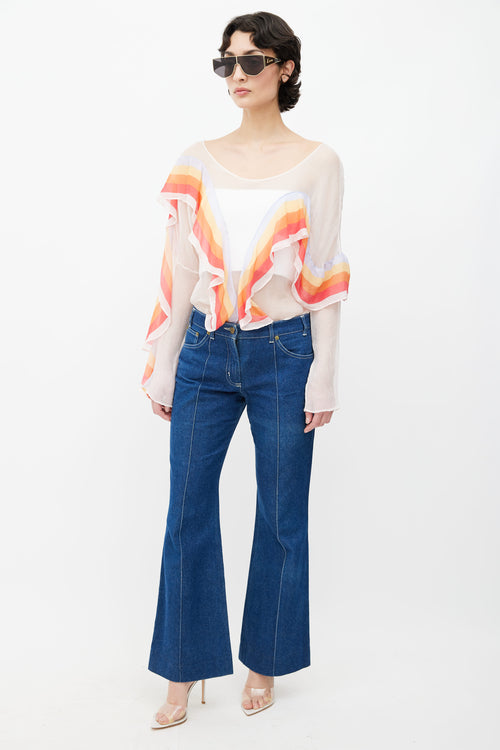 Chloé Blue Mid Wash Wide Leg Jeans