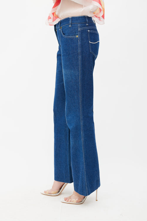 Chloé Blue Mid Wash Wide Leg Jeans