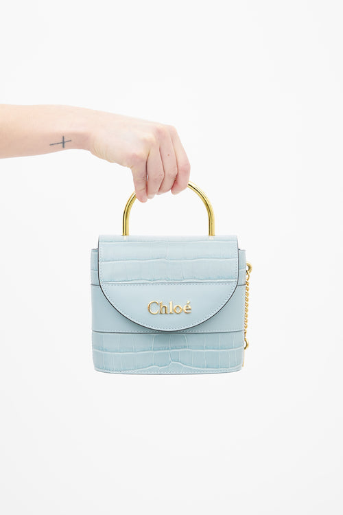 Chloé Blue Embossed Leather Aby Lock Bag