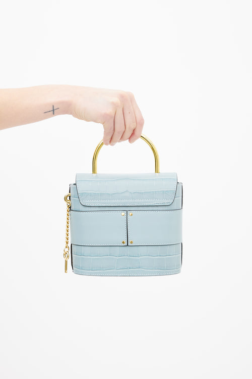 Chloé Blue Embossed Leather Aby Lock Bag