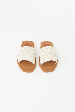 Chloé Brown 
White Lace Sandal