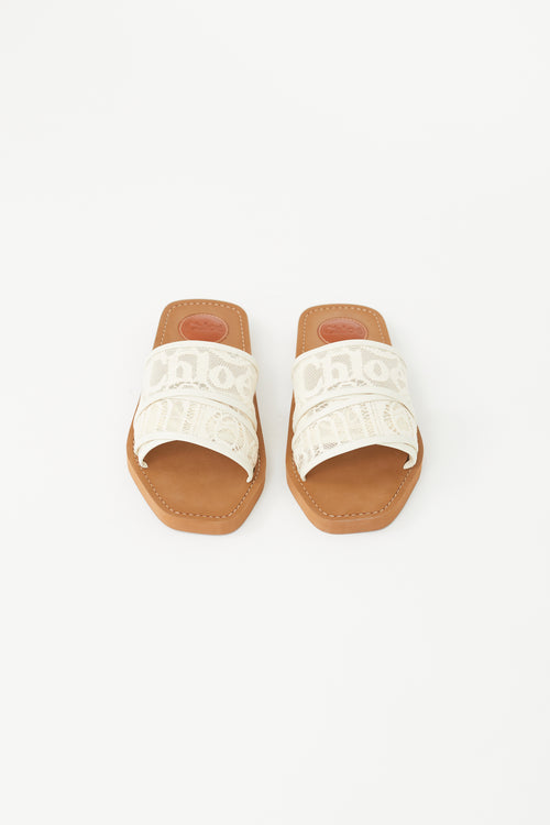 Chloé Brown 
White Lace Sandal