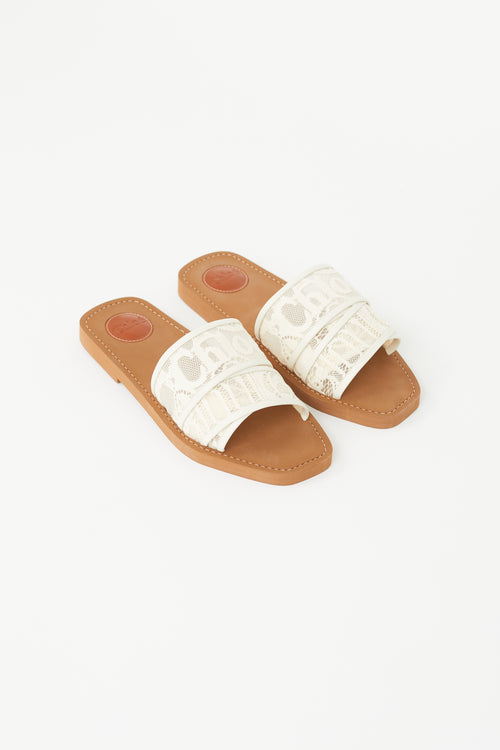 Chloé Brown 
White Lace Sandal