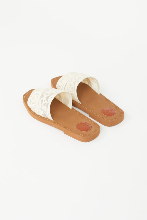 Chloé Brown 
White Lace Sandal