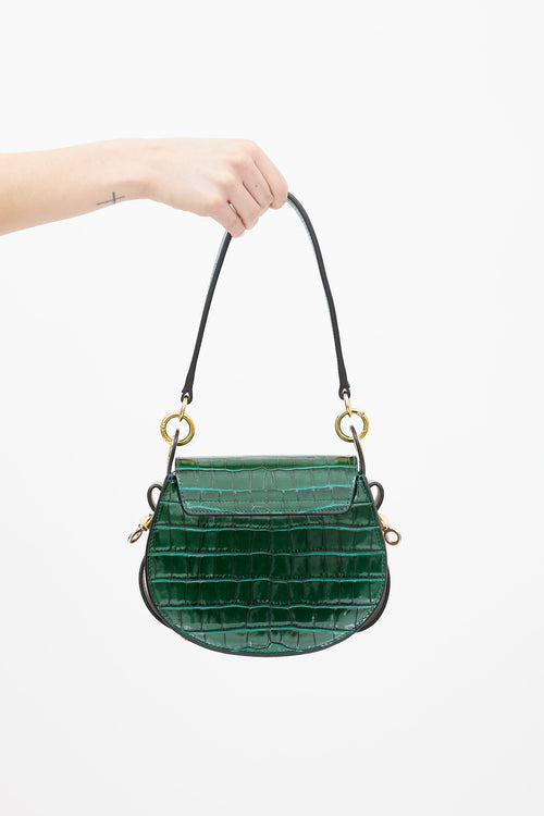 Chloé Green Embossed Leather Tess Shoulder Bag