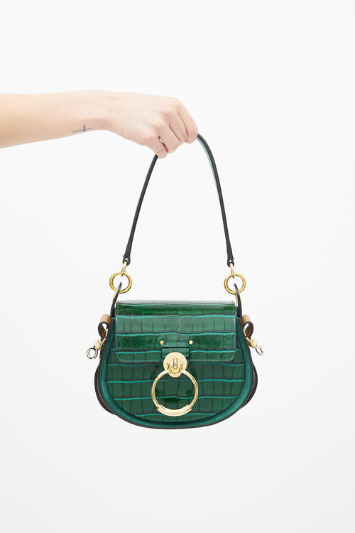 Chloé Green Embossed Leather Tess Shoulder Bag