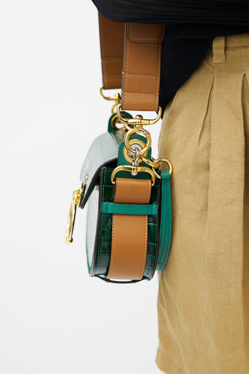 Chloé Green Embossed Leather Tess Shoulder Bag