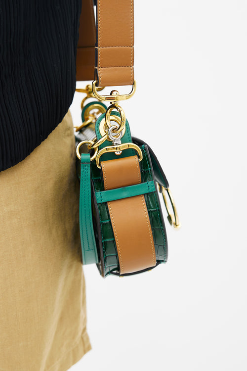 Chloé Green Embossed Leather Tess Shoulder Bag