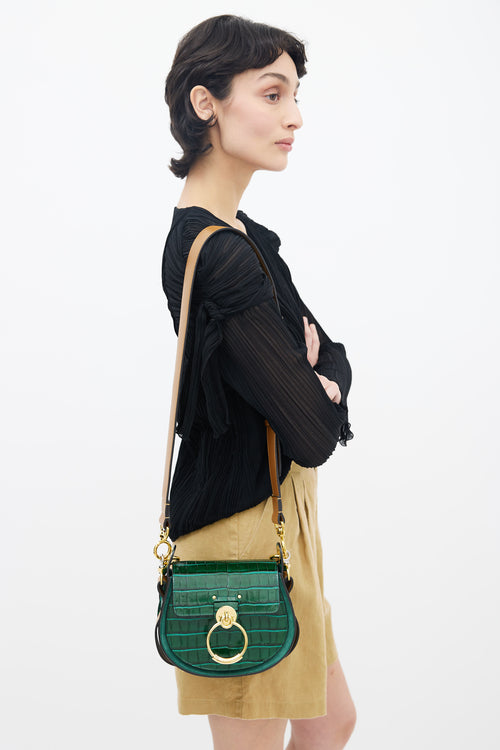 Chloé Green Embossed Leather Tess Shoulder Bag