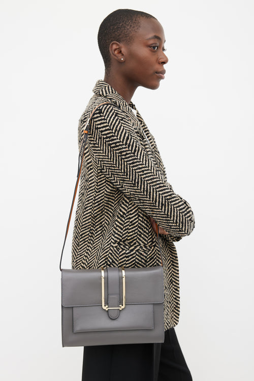 Chloe Grey Leather Bronte Flap Shoulder Flap