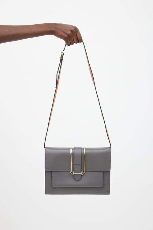 Chloe Grey Leather Bronte Flap Shoulder Flap