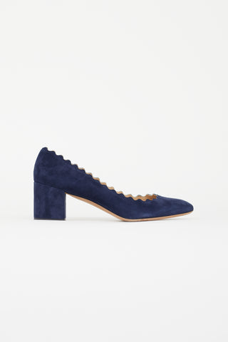 Chloé Navy Suede Lauren Trim Pump