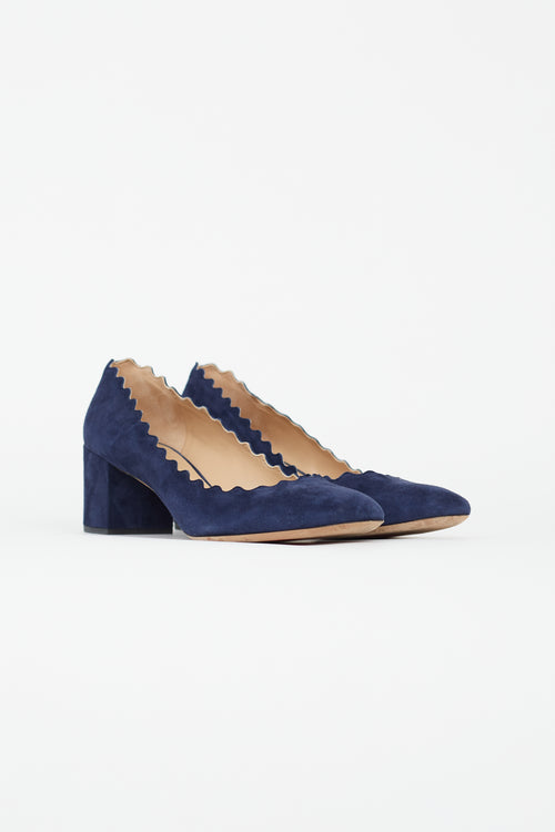 Chloé Navy Suede Lauren Trim Pump