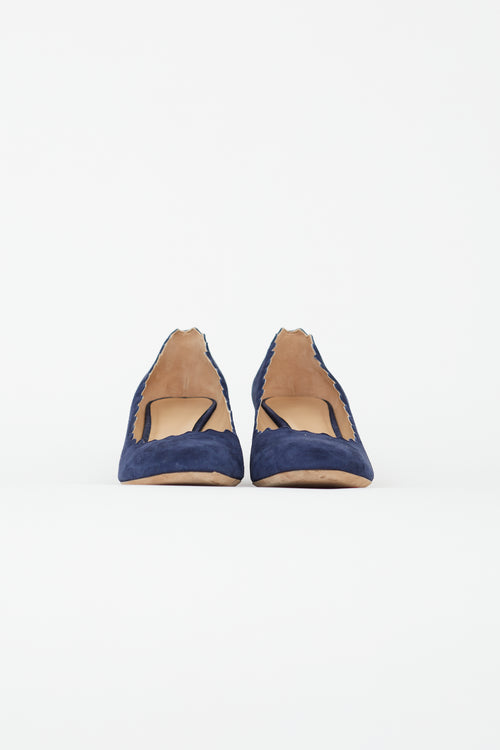 Chloé Navy Suede Lauren Trim Pump