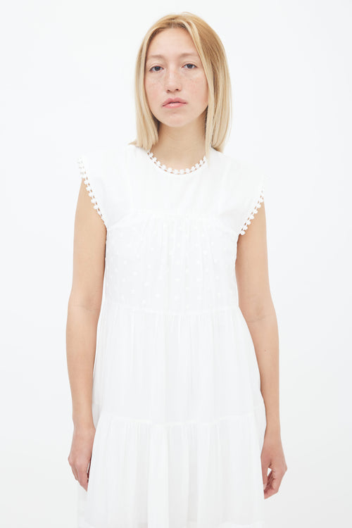  See by Chloé White Pointelle Lace Maxi Dress