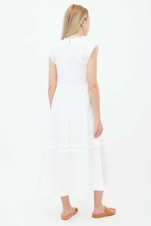  See by Chloé White Pointelle Lace Maxi Dress